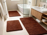 Soft Memory Foam Non-Slip Bathroom Rug Set, Plush Bath Mat Three Piece, Highly Absorbent Comfortable V1192-AZ-W-24647