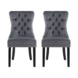 1 Set of 2 Artiss Dining Chairs Grey Velvet UPHO-C-DIN-1061-GYX2