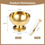 4PCS Stainless Steel Dessert Cups, Gold Metal Dessert Bowls with Forks, Reusable Salad Serving V1369-AZ3-W-08789