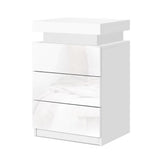 Artiss Bedside Table LED 3 Drawers - COLEY White FURNI-O-LED-BS-3D-WH