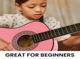 Karrera 34in Acoustic Childrens Wooden Guitar - Pink NC-34-PK