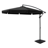 Instahut 3m Outdoor Umbrella w/Base Cantilever Garden Beach Patio Black UMB-BAN-F-50N-COM-BK