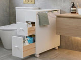 Removable Bathroom Side Cabinet Toilet Caddy with Storage Drawers- White V264-TAB-706C-WHE-NA-1