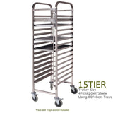 SOGA Gastronorm Trolley 15 Tier Stainless Steel Cake Bakery Trolley Suits 60*40cm Tray GASTRONORMRACKINGTROLLEY309