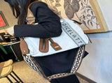 Minimalist Stylish Multi-Function Bag, PU Material, Contrast Stitching & Rhinestone, Shoulder / V1232-DJB-DRL-002