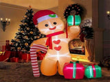 8FT/2.4m Lighted Inflatable Gingerbread Man Christmas Decoration with Candy Cane & Gift Boxes, V1338-WAK0054