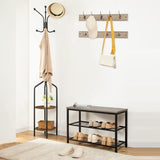 Industrial Design Entryway Shoe Rack with Coat Hooks Organizer V178-83133