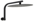 WELS Matt Black 12" Large Round Rain Shower Head & Gooseneck Swivel Wall Arm Set V1233-A619BKSR112B