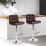 Artiss 2x Bar Stools Leather Gas Lift Brown BA-TW-NEW1055-CHOCX2