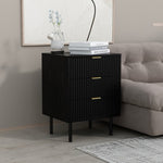 Sarantino Evelyn Bedside Table with 3 Drawers - Black CBT-689-03-BK