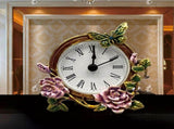 Vintage Mini Table Clock Quiet Analog Design Handpainted Metal Floral Butterfly Body Desk Clock for V1369-AZ3-W-13809