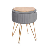Side Table Storage Ottoman - Velvet Padded Stool Vanity Footstool REMY GREY V274-FT-BL-250106-DGY