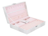 White Artificial Leather Multilayer Jewelry Box Portable Packaging Box for Collecting V1294-YM0721-3115210031011