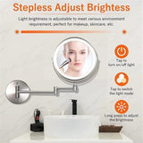 8 Inch Wall Mounted Makeup Mirror with Lights, 3x/10x Magnification, Dimmable 3 Light Modes, 360&deg V1188-MS-325-0327