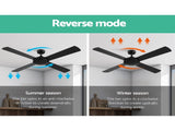 Devanti 52'' Ceiling Fan DC Motor 4 Blades w/Remote - Black CF-B-52NL-BK