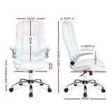 Artiss Executive Office Chair Leather Tilt White OCHAIR-G-9314-WH