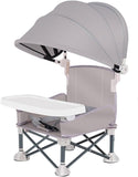 Foldable Highchair for Children with Sunshade and Removable Food Tray, Portable, Gray V1188-MS-325-1213