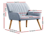 Artiss Armchair Fabric Blue Grey Sebastini UPHO-C-ARM-5098-GY