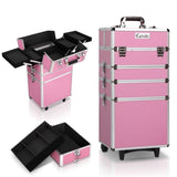 Embellir Makeup Case Beauty Trolley Cosmetic Organiser Box Travel Wheels Pink CASE-MU-4T-081-PI