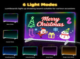 LED Light Up Drawing Board with 7 Highlight Markers & Stand, Erasable Acrylic Message Board for Kids V1107-CS-ETSGFGB