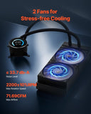 VEVOR CPU Liquid Cooler AIO CPU Water Cooler with 120 mm PWN Fans for Intel AMD V952-CPULQFSSLDPBHDXT7V9