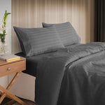 KENSINGTON 1200TC COTTON SHEET SET IN STRIPE-QUEEN - CHARCOAL ABM-202137