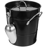 7.5L Black Galvanized Iron Storage Bucket with Lid, Smooth Edge and Scratch Resistant Design V1369-AZ3-W-20914