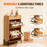 VEVOR Rattan Shoe Cabinet, Narrow Shoe Storage Organizer with 2 Flip Rattan Drawers & 1 Slide V952-FCTBXJ2C1XC2OJCICV0