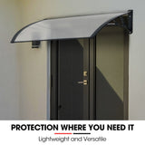 SHADE SHIELD 1x1m Aluminium Exterior Awning, Black DIY External UV Rain Protection Clear V219-OAWFIXSS11CA