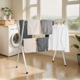 2-Tier Telescopic Clothes Drying Rack w/ 30 Windproof Holes & 2 Shoe Hooks V952-LDSLYJXX1413RO4HO001V0