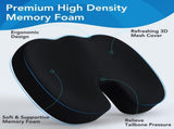 Ergonomic Memory Foam Seat Cushion & Lumbar Support Set - Soft Crystal Velvet Orthopedic Relief V888-ELOSUNG49657