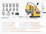 Magnetic Drill, 1400W Motor 1.6 in Boring Diameter, 2810 lbf Portable Electric Mag Drill Press, with V952-CLZJP11J40MMIQMACV3