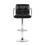 Artiss 4x Bar Stools Leather Gas Lift w/Armrest Black BA-K-1055A-BKX4