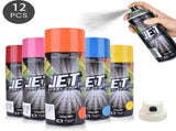12 Pcs 250g Spray Paint Can For Interior and Exterior 26 colours Fast Dry - Silver V1181-SP106X12