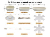 Toque 9-Piece Non Stick Cookware Set Kitchen Fry Pan KT1030-WH-AU