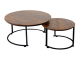 Levede Round Nesting Table Coffee Table Wood Side Table CH1156-60-BR_NZ