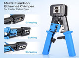 Modular RJ45 Crimp Tool for Pass-Through Connectors with Built-in V1258-DP02-C-2980