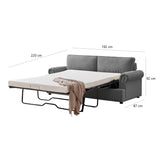 PHEBE 3 Seater Sofa bed with Separate Foam Mattress- Corduroy Dark grey V606-FURNI-SOF-T502-PHEB-DG