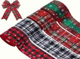 Christmas Buffalo Plaid Ribbon Wired Edge 5 Yard Plaid Burlap Ribbon Christmas Checked Burlap Ribbon V1369-AZ3-W-12449