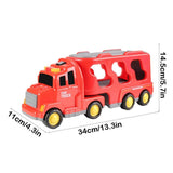 Red Double Storage Truck Toy with Music & Lights,.3"x13.3"x5.5" Inertial Engineering Car Set with V1370-AZ4-10576