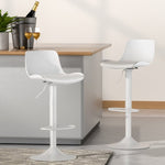 Artiss Bar Stools Kitchen Swivel Gas Lift Stool Leather Dining Chairs White x2 BA-KJ-GL-BPP-SPU-WHX2