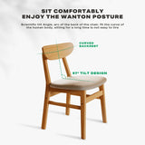 Dining Chairs Kitchen Chair Natural Wood Linen Fabric Cafe Lounge Chairs V488-CR-WDW