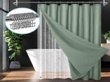 Bath Shower Curtain Set 230gsm Waffle Shower Curtain Thick PEVA Liner Triple Header Hooks for V1294-YM0901-YM888YBTMSY04V24V0001