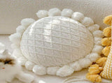 Knitted Throw Pillow Round Couch Pillow Sofa Cute Cushion Handmade Pompoms Decorative Plush Pillow V1370-AZ4-05406