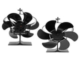 6 Blades Heat Powered Fireplace Fan Self Starting Eco Friendly Wood Stove Fan LT380 Black 152mm V1294-YM3113220263211-0421