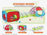 3 in 1 Kids Play Tent with Tunnel for Boys, Girls, Babies and Toddlers, Indoor/Outdoor Pop Up V952-PPSDZPX3DCS087RJTV0