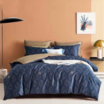 400TC Cotton Sateen Quilt Cover Set Foliole Queen V442-ATX-QUILTCS-FOLIOLE-NAVY-QS