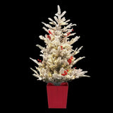 Jingle Jollys Christmas Tree 1M LED Potted Xmas Party Decor Red Barries Flocked XM-TR-3FT-GS-LED-POT