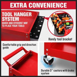 3-Tier Heavy Duty Steel Tool Trolley - Workshop Cart with Pegboard, Hooks and Locking Swivel Casters V465-95241