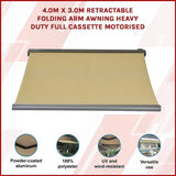 4.0m x 3.0m Retractable Folding Arm Awning Heavy Duty Full Cassette Motorised V63-821213